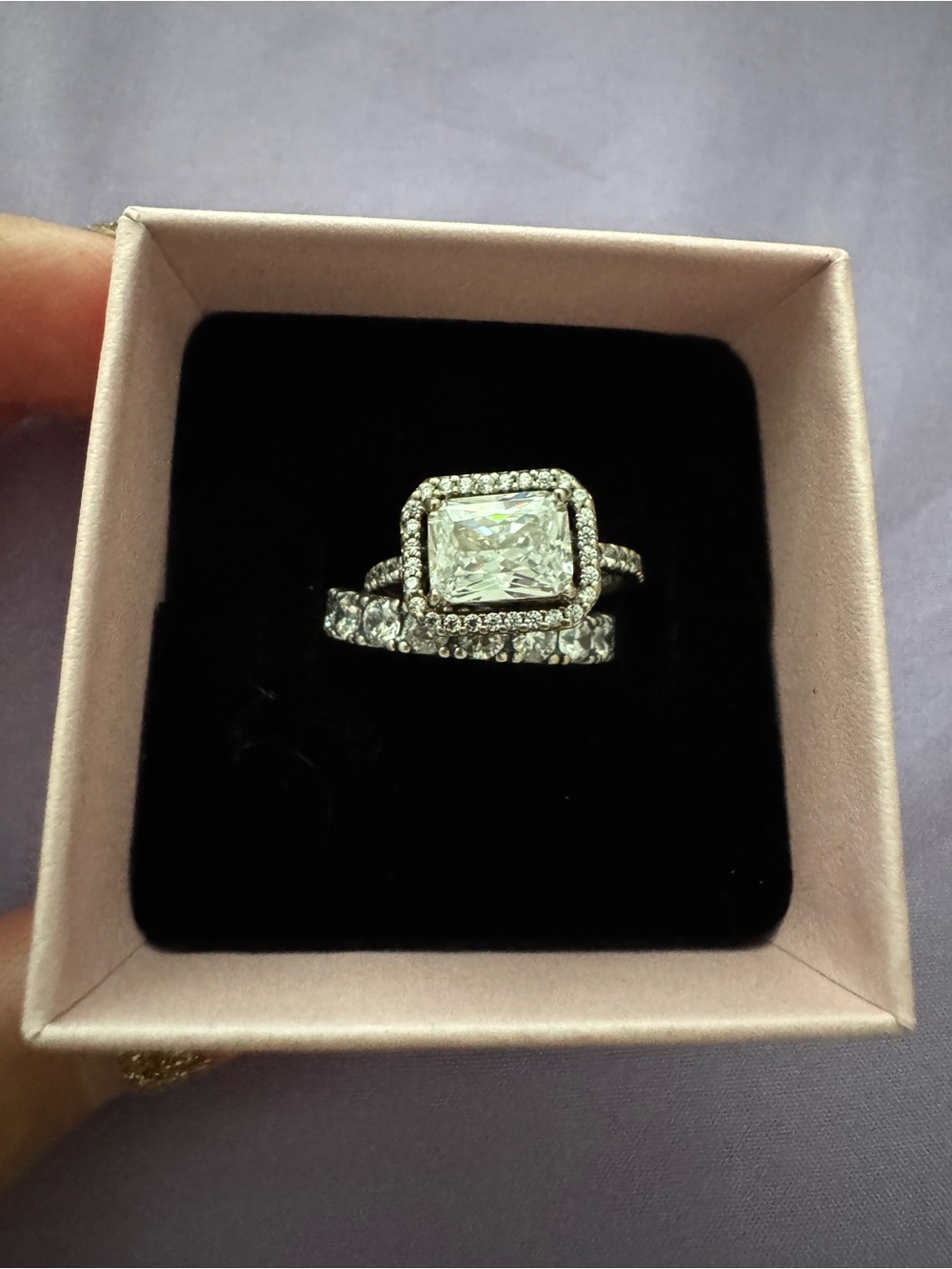 Pandora Silver Halo Square Cubic Zirconia Ring Set - White